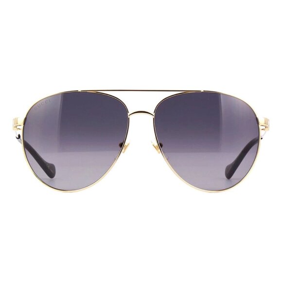 NEW GUCCI AVIATOR SUNGLASSES GUCCI GG1088S 001 GOLD GREY EYEWEAR WITH GOLD CHAIN - Picture 2 of 3